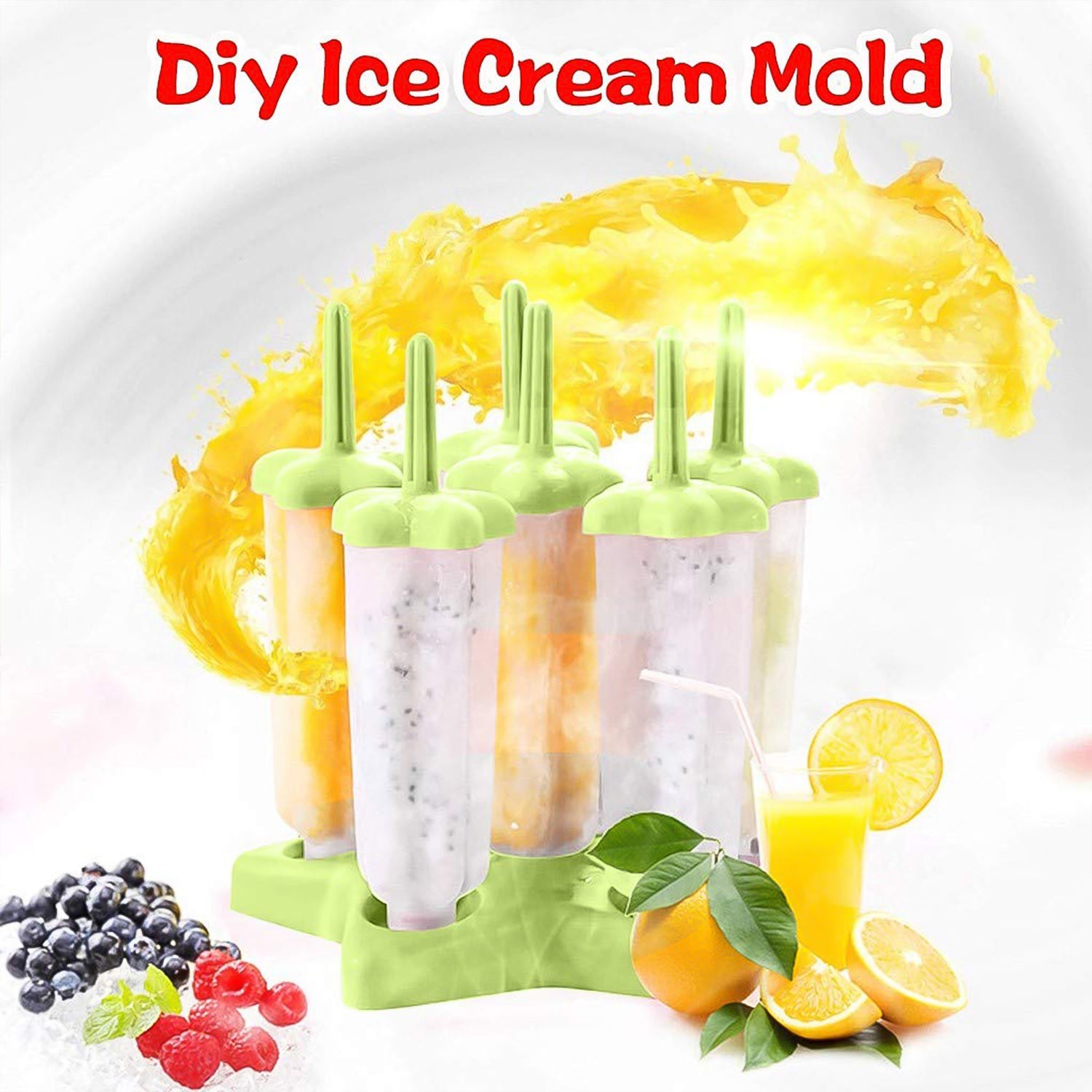 Plastic Ice Cream Molds – BPA-Free 6-Piece Set with Lids | Reusable Manual Ice Cream Maker for Kids & Adults