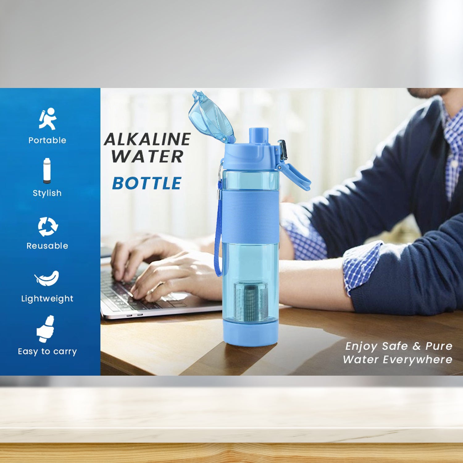 💧 Alkaline Antioxidant Water Bottle – Pure Hydration Anywhere!