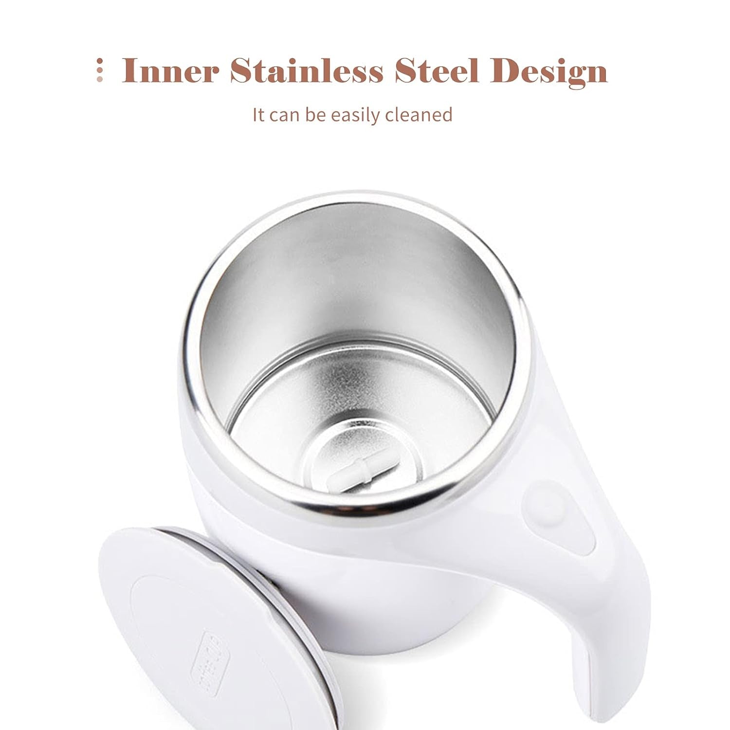 Self-Stirring Magnetic Coffee Mug – Battery Operated Stainless Steel Travel Cup
