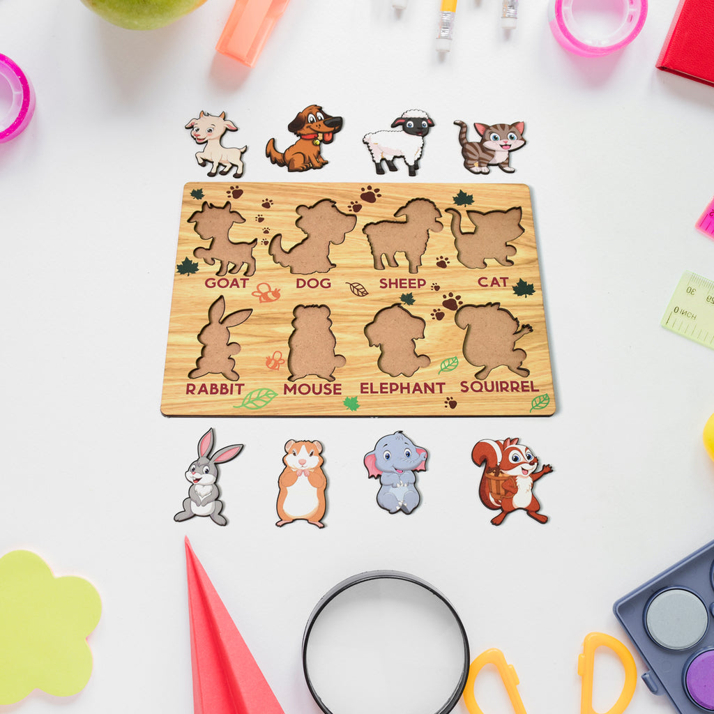 Premium Wooden Animal Puzzle Educational Learning Board - 28x20cm Kids Development Toy