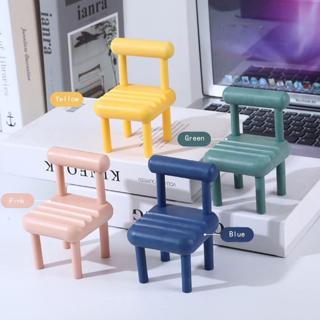 Mini Chair Mobile Phone Holder – Cute Wooden Cellphone Stand for Desk | Universal Compatibility