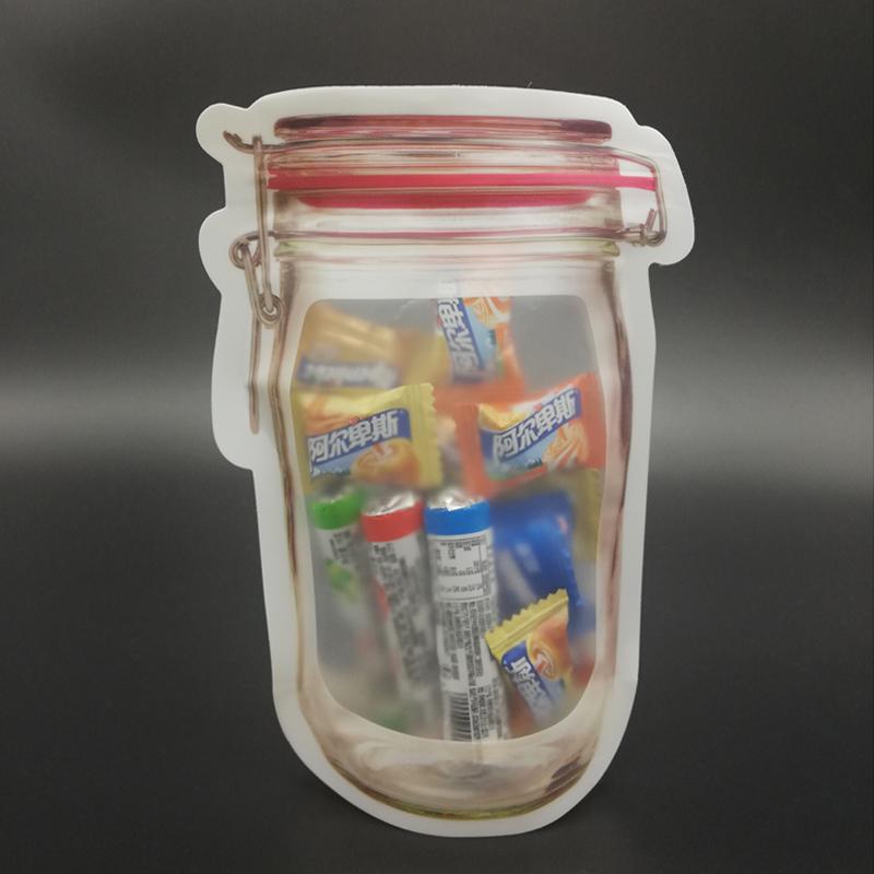 Reusable Mason Jar Zipper Pouch – Airtight Plastic Food Storage Bag (500ml, Leak-Proof & Transparent)