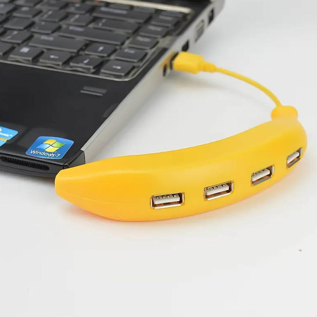 Banana Shape 4-Port USB Hub – High-Speed USB 2.0 Splitter for Laptop & PC (1 Pc)