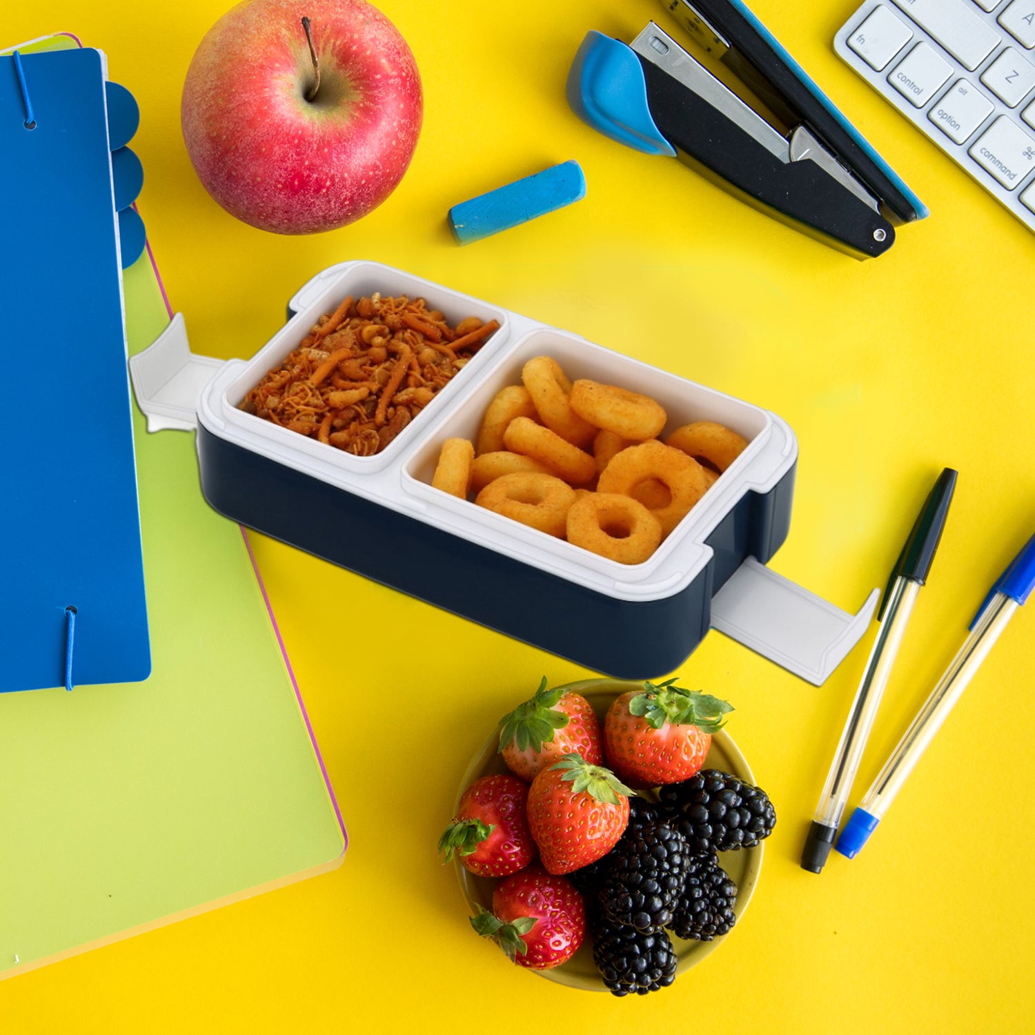 Airtight 2-Compartment Lunch Box with Spoon – Leak-Proof, Microwave Safe & BPA-Free (Compact Tiffin for All Ages)