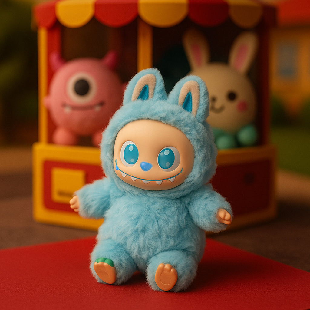 Sky Blue Plush Toy Keychain – Cute Cartoon Hanging Soft Toy with Hook for Kids & Bags (1 Pc)