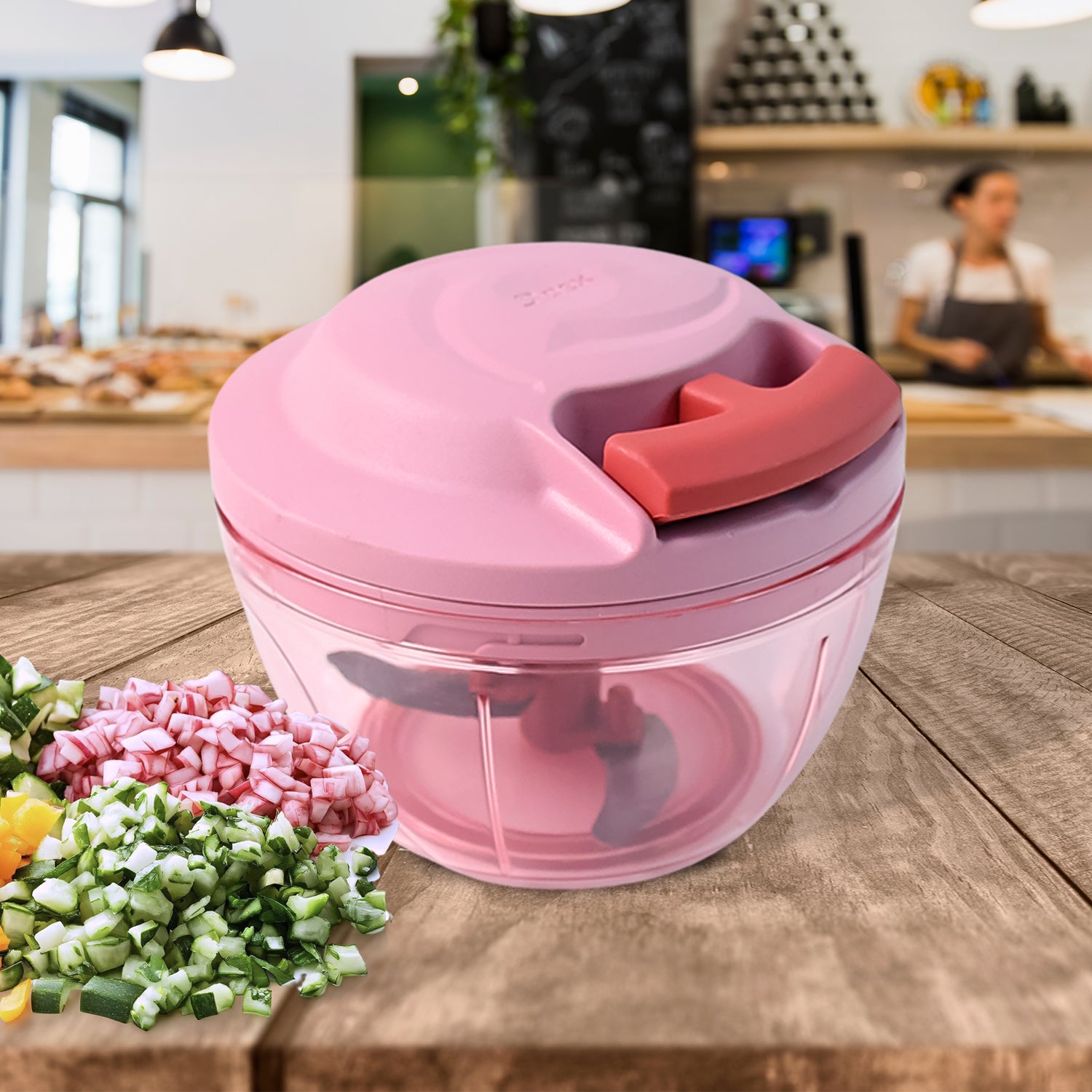Power-X 500ml Hand-Pull Vegetable Chopper – Triple Blade Manual Food Processor