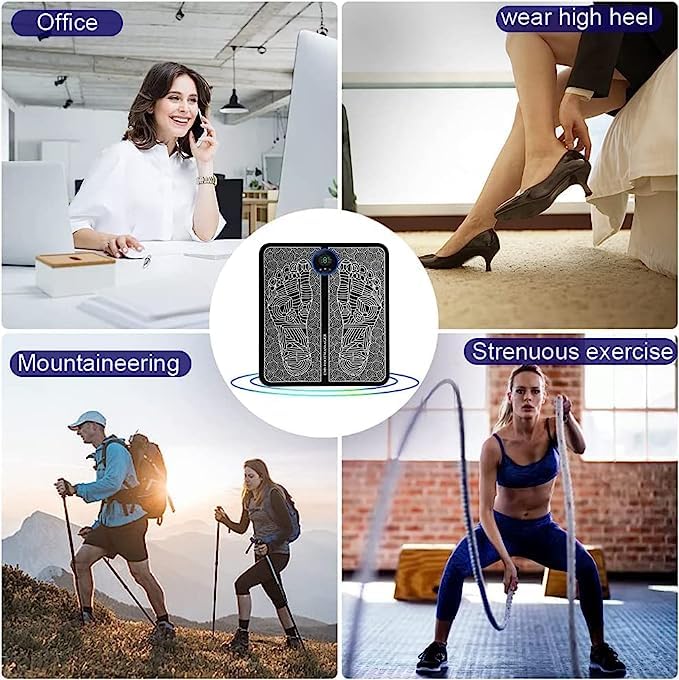 EMS Foot Massager – Electric Muscle Stimulator Mat | 8 Modes, 19 Gears, Foldable & Portable