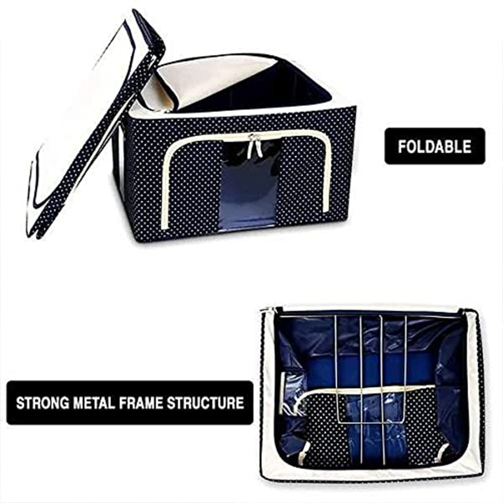 Foldable Steel Frame Storage Organizer – Large Capacity for Bedding, Clothes &amp; More (66L / 1 Pc)