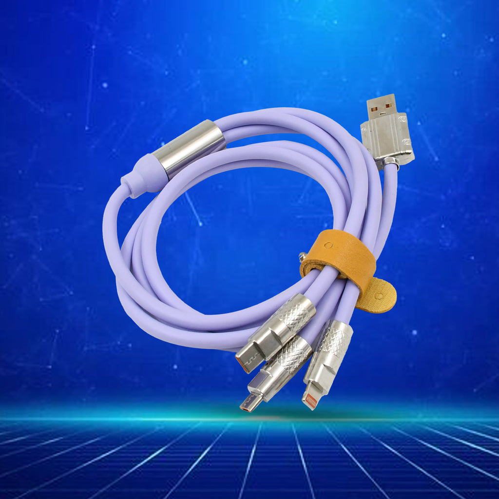 Multi USB Charging Cable 3-in-1 – USB-C, Micro USB, iPhone Ports, 120W Fast Charging, 2m Length (1 Pc)