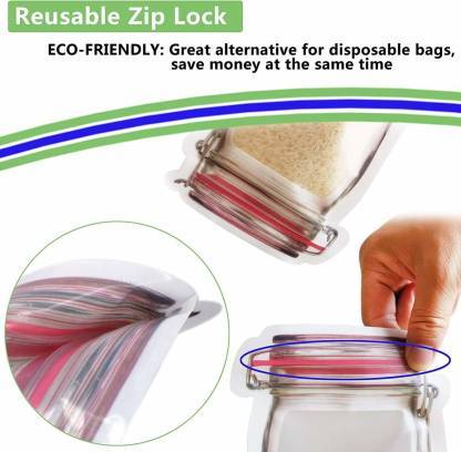 Transparent Jar-Shaped Stand-Up Pouch Set – Reusable Airtight Zipper Bags (Small, Medium, Large – Multipack)