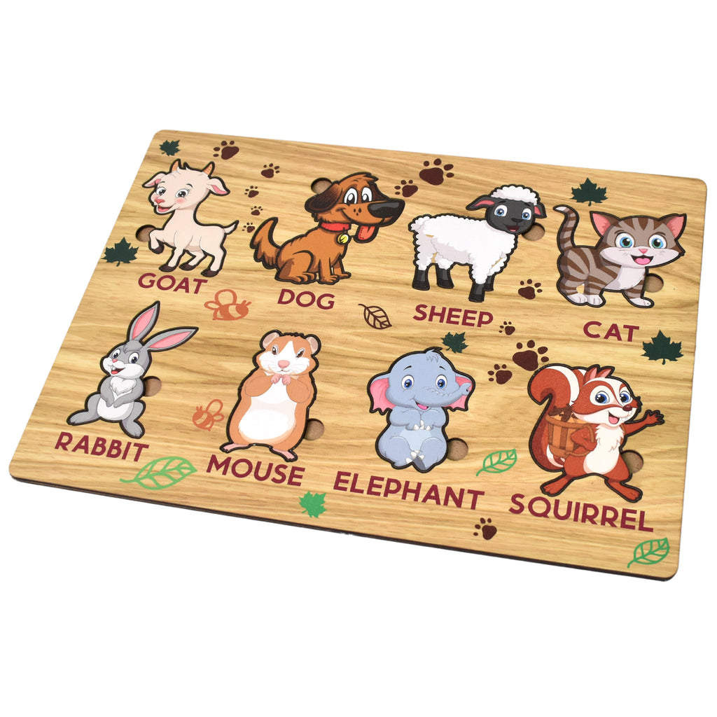 Premium Wooden Animal Puzzle Educational Learning Board - 28x20cm Kids Development Toy