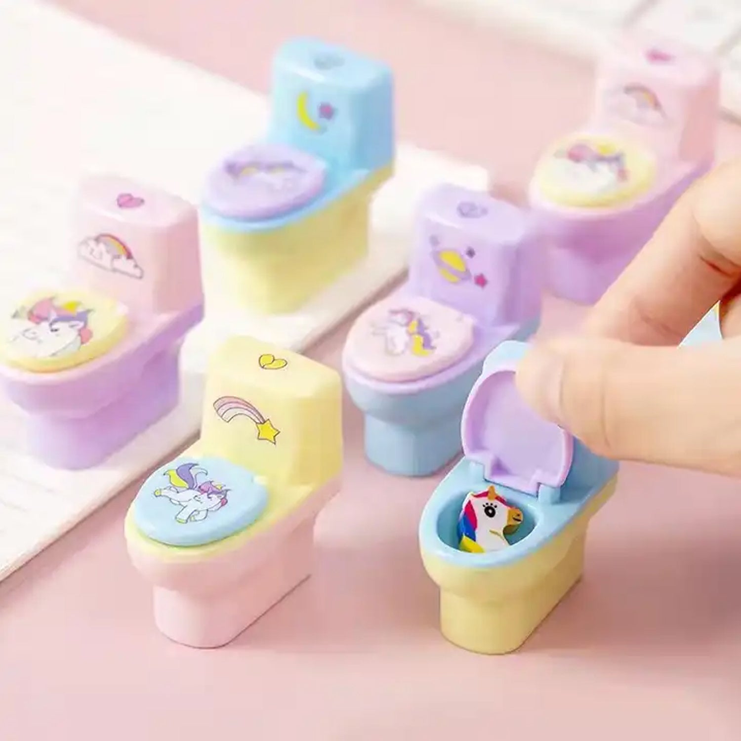 Toilet Pencil Sharpener – Cute Cartoon Design (2 Pc Set)