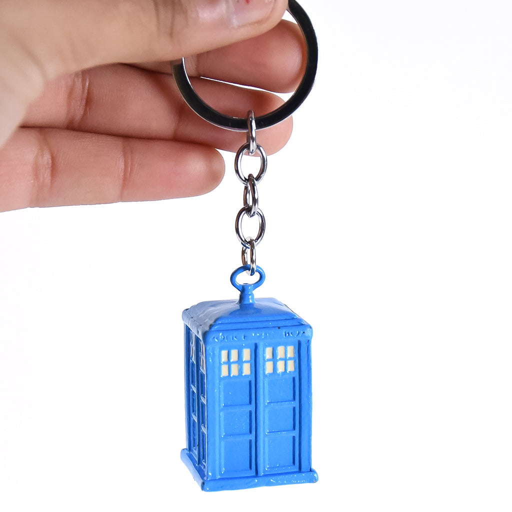 Police Booth Box Shape 3D Metal Keychain – Car, Bike, & Home Key Ring (1 Pc)