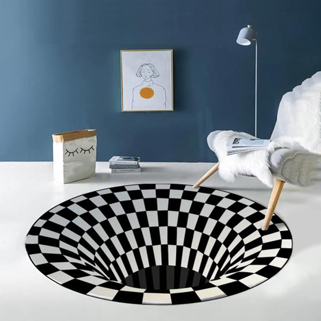 3D Vortex Optical Illusion Round Carpet – Non-Slip, Velvet Floor Rug for Modern Home Decor