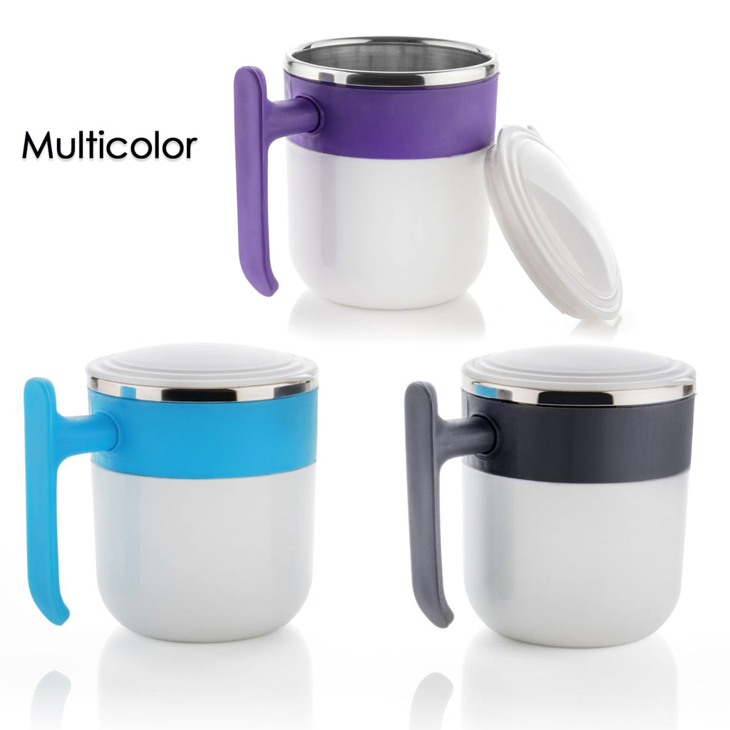 Stainless Steel Coffee/Tea Mug with Lid & Handle – Hot & Cold Beverage Insulated Cup