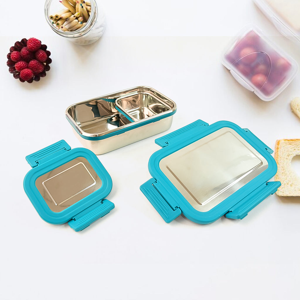 Jerry Stainless Steel Lunch Box – 2 Pc Set (700ml + 200ml) Leak-Proof & Insulated Food Container for Office, School & Travel