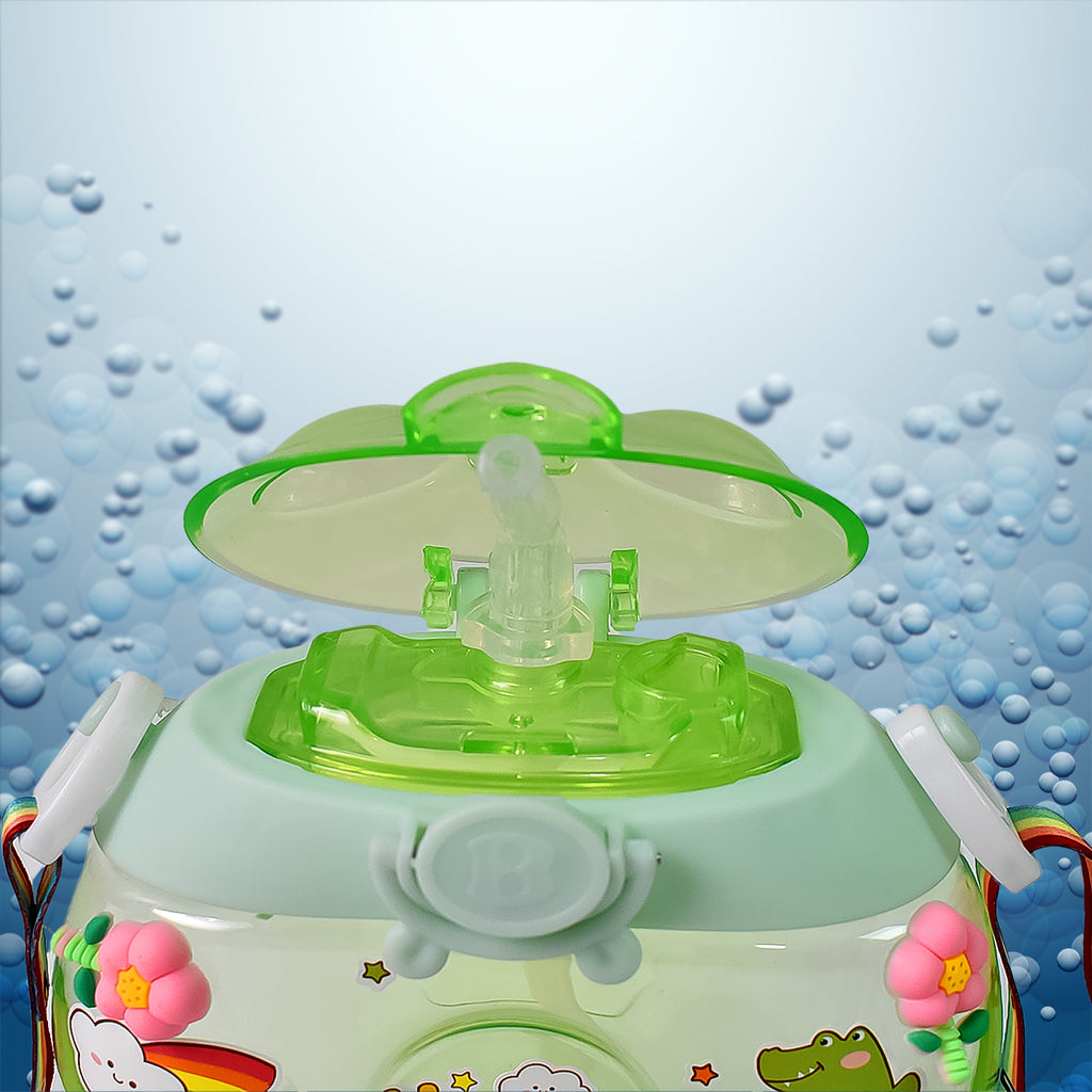 Donut Water Bottle Sipper for Kids – 400 ML | Cute Cartoon Bottle with Straw, Strap & Stickers | Leak-Proof & BPA-Free