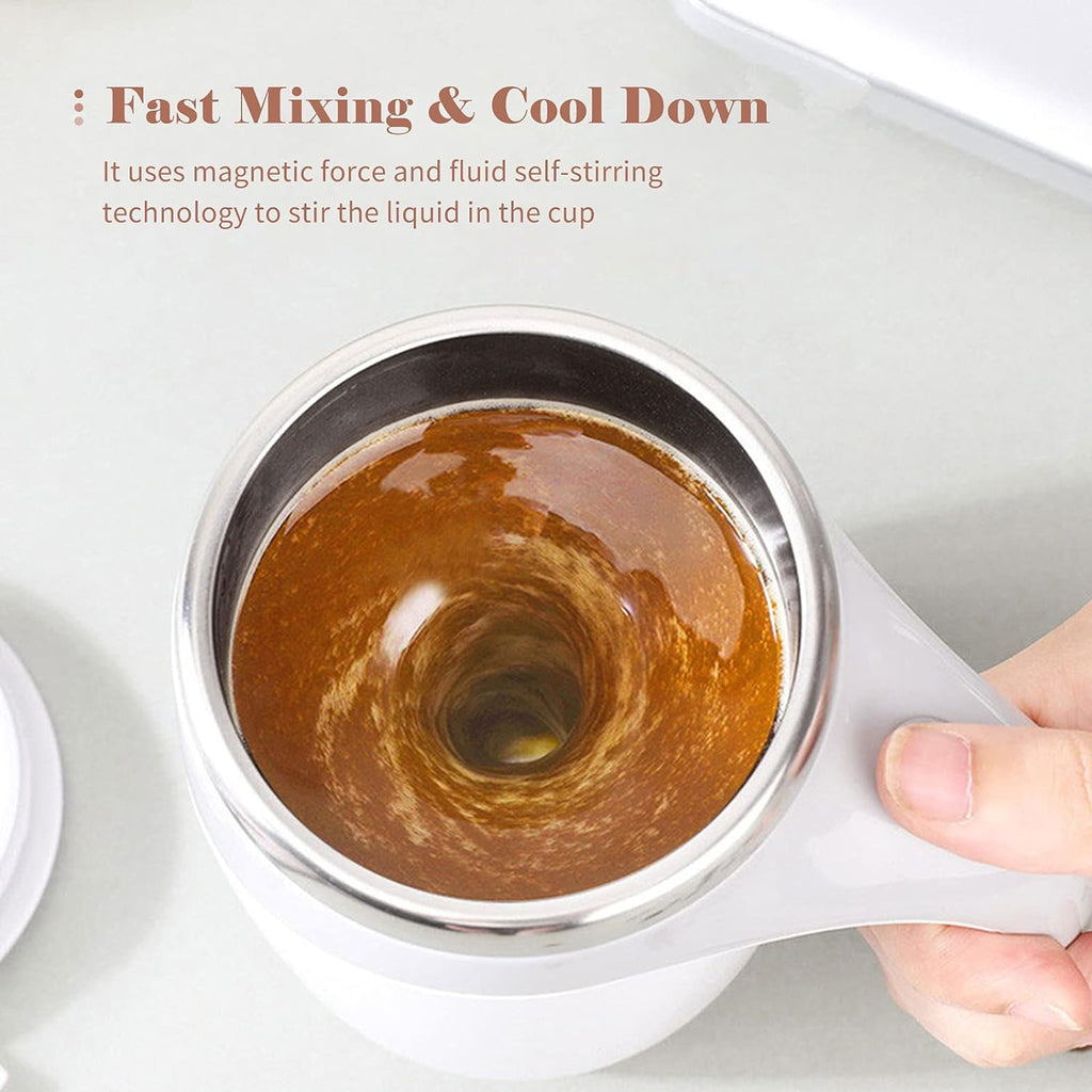 Self-Stirring Magnetic Coffee Mug – Battery Operated Stainless Steel Travel Cup