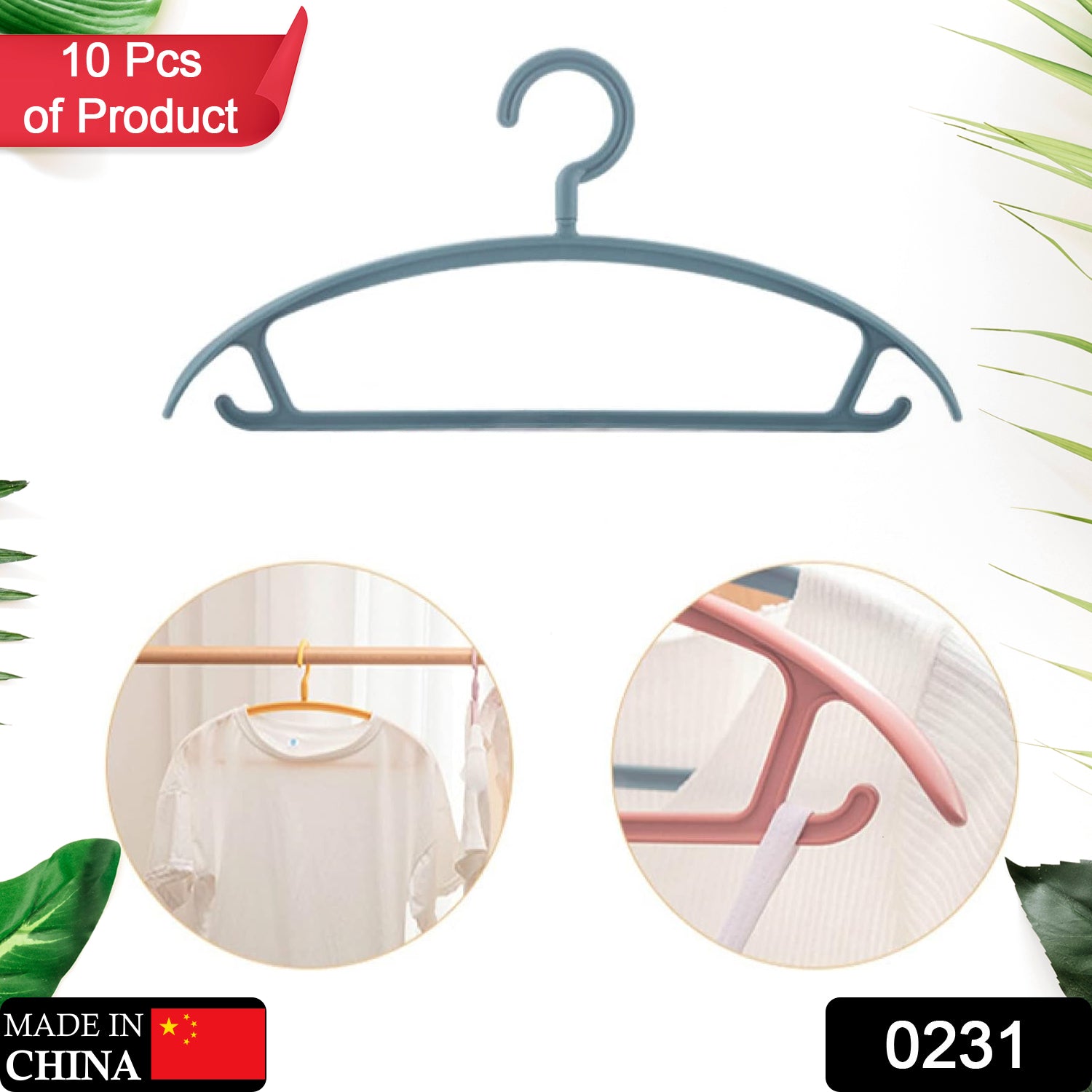 Plastic Hangers Clothes Hangers - Lightweight Space Saving Hangers - Standard Hangers For Clothes - Durable Slim Sleek Hangers (10pc)