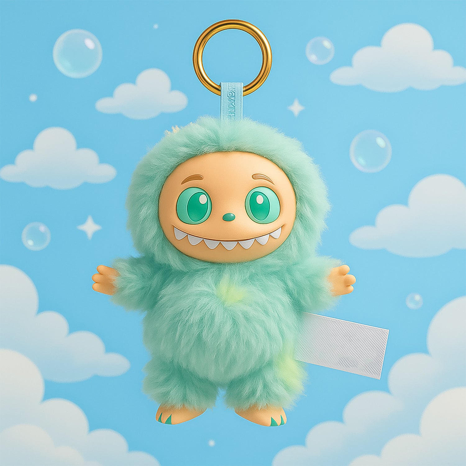 Mint Green Plush Toy Keychain – Soft Cartoon Bag Charm with Hook for Kids & Gifts (1 Pc)