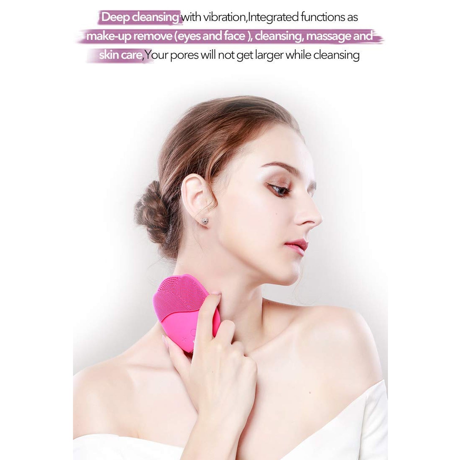 Rechargeable Sonic Silicone Face Cleansing Brush – Deep Pore Cleaner with Vibration Technology | Waterproof & USB Rechargeable (1 Pc)