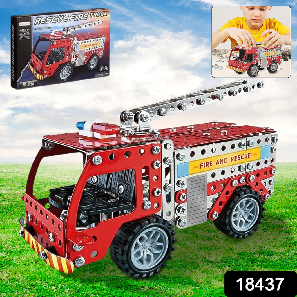 Metal DIY Fire Truck Building Kit – 292 Pc Mechanical Construction Set (Age 8+)