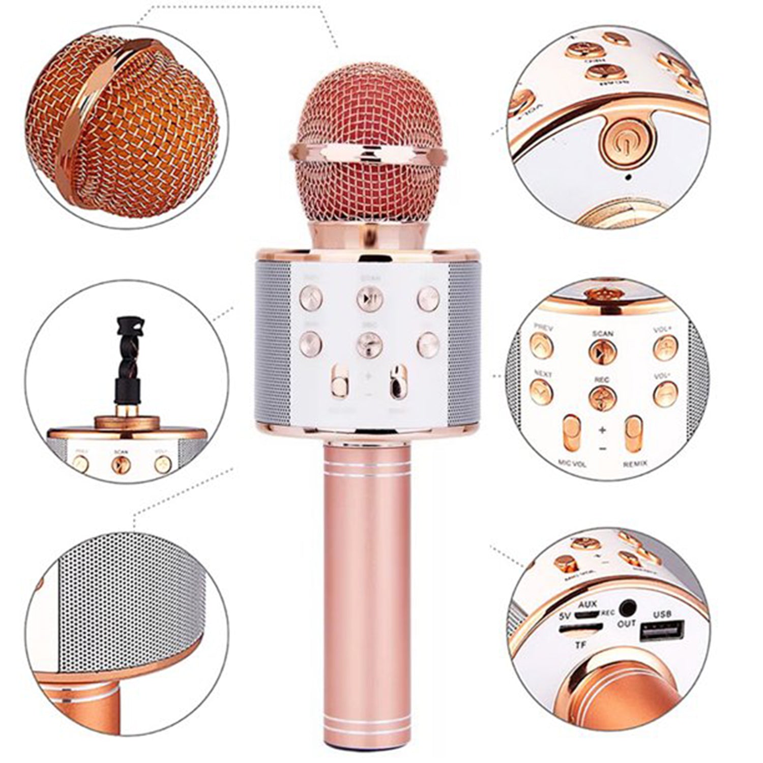 Bluetooth Karaoke Mic with Speaker – Wireless Handheld (Multicolor, 1 Pc)