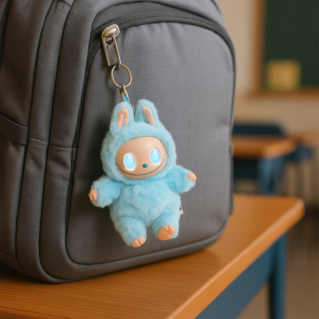 Sky Blue Plush Toy Keychain – Cute Cartoon Hanging Soft Toy with Hook for Kids & Bags (1 Pc)
