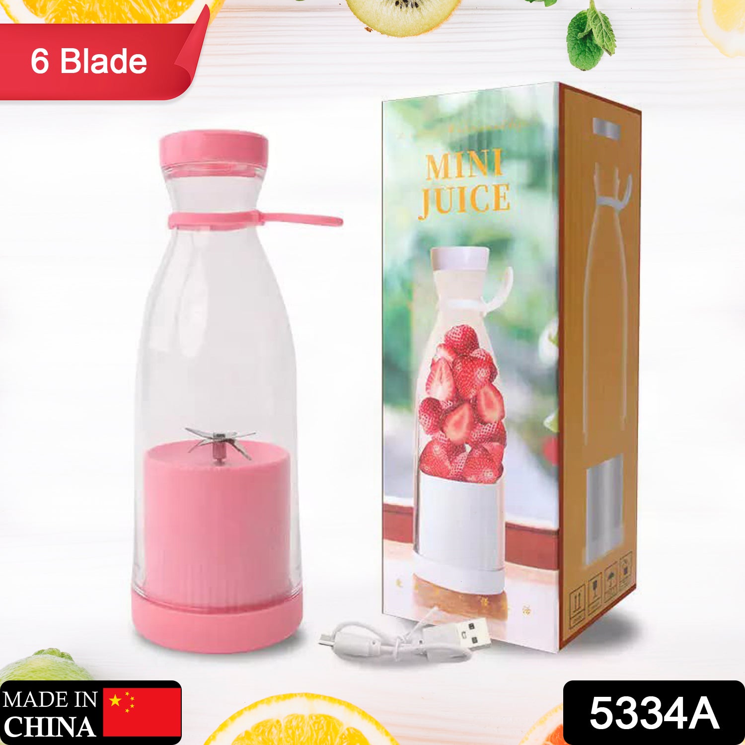 Blender Portable Juicer For Smoothie  Juice  Vegetable Shakes With 6 Blades Wireless Charging Mini Personal Size Mixer Bottle Grinder