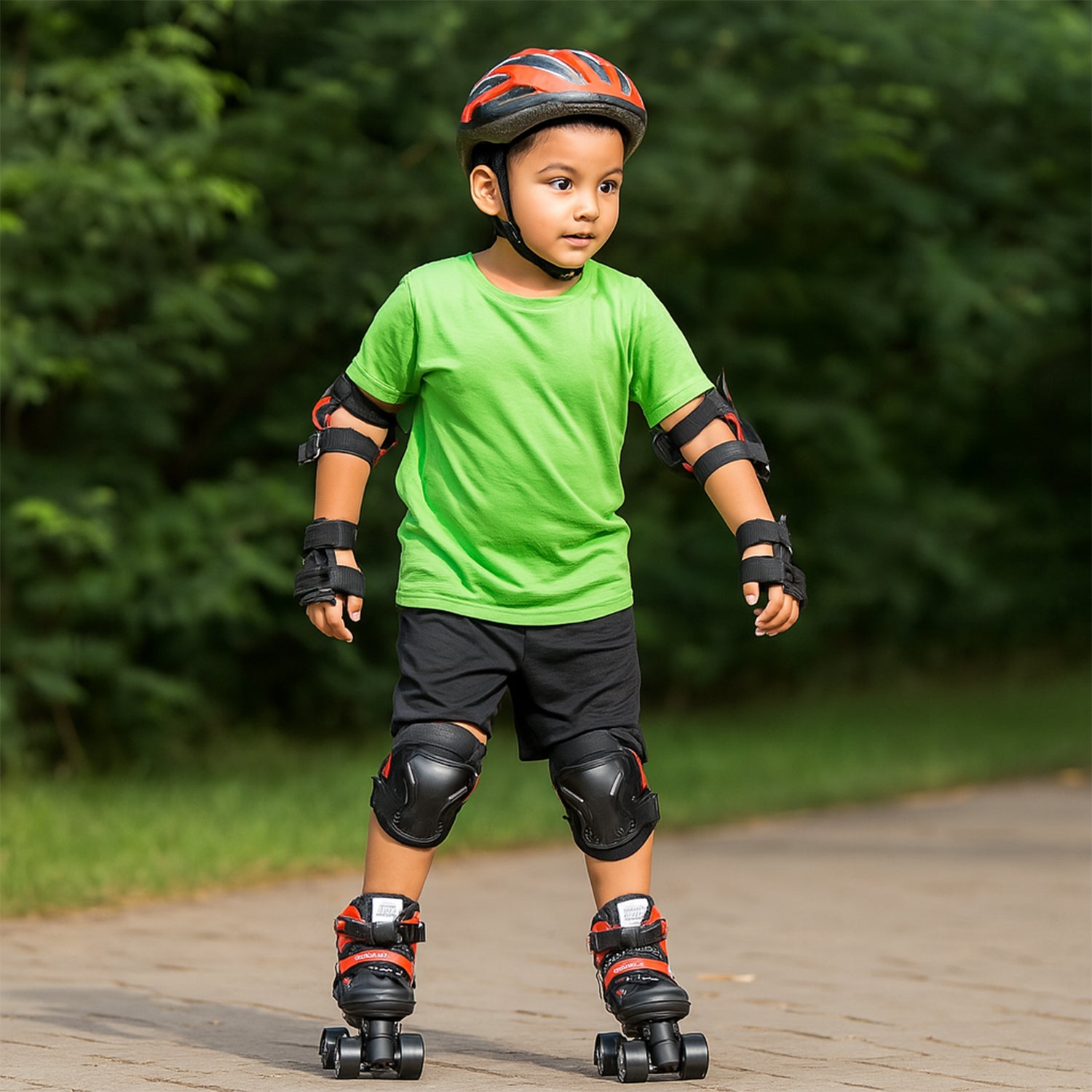 Adjustable Quad Roller Skates for Kids – PU Wheels, Toe Brake & Triple Lock System