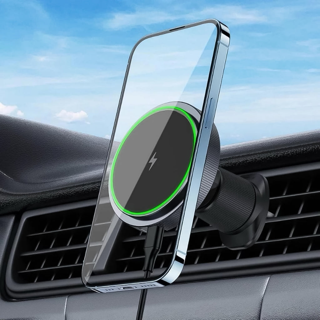 Magnetic Phone Mount Wireless Charger – Fast Charging & Music Reactive Lights