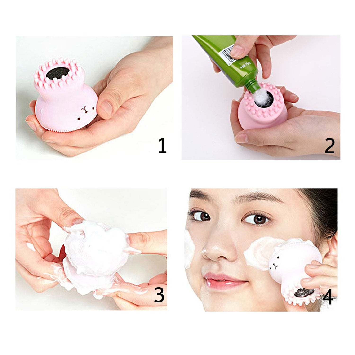 Facial Cleansing Brushes Cute Octopus Shape Silicone Face Scrubber Massager Skincare Tool (1Pc)