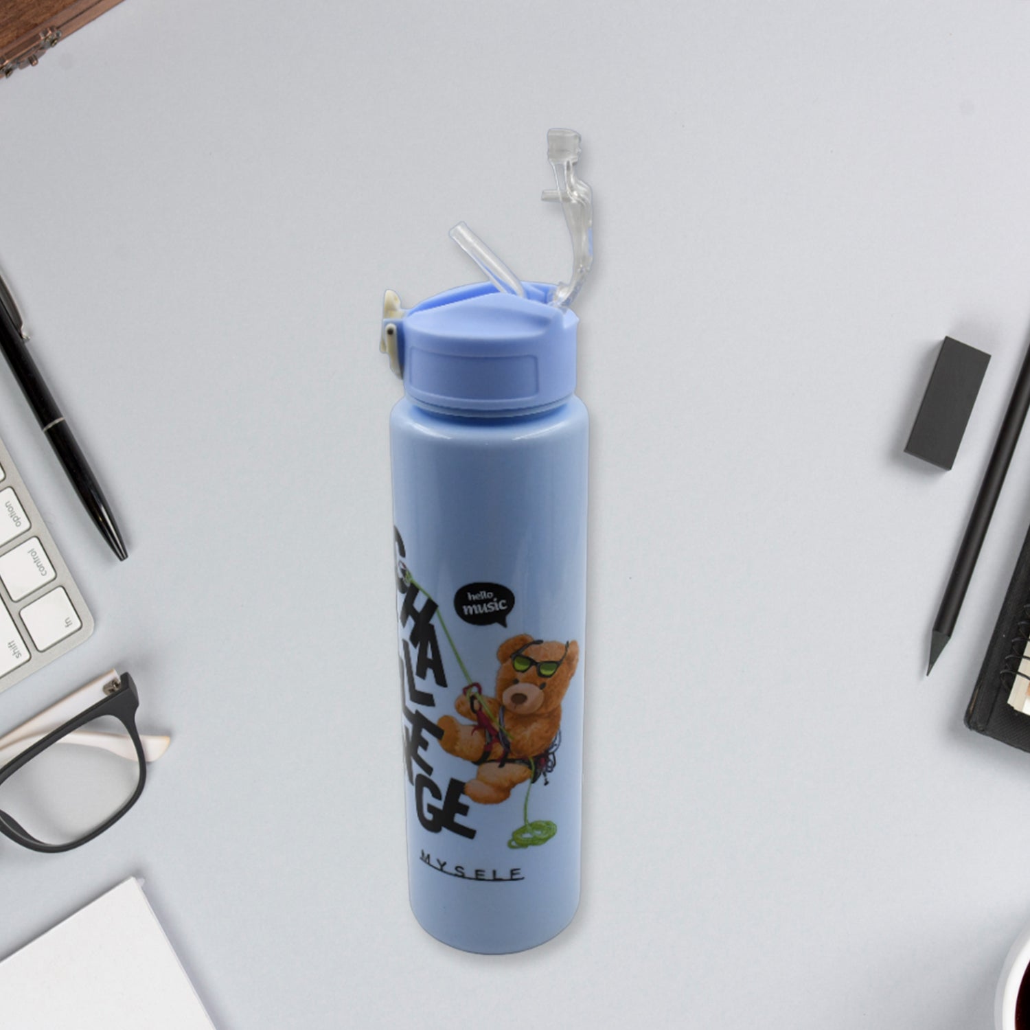 1100 ML Sports Water Bottle with H3 Pc Cartoon Printed Water Bottle Set – BPA-Free, Leakproof, Multi-Sizeandle – BPA-Free & Leakproof (Mix Color)