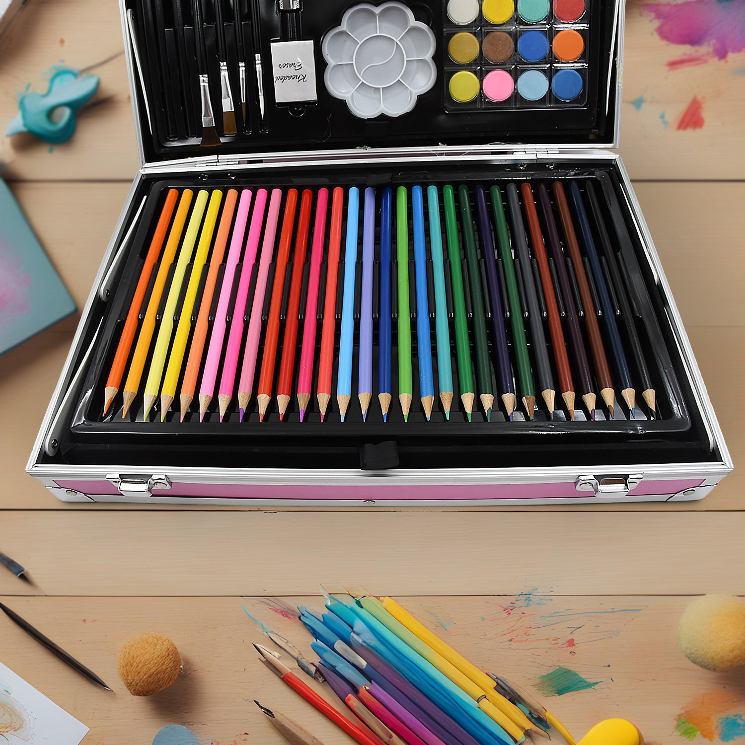 🦄 145-Piece Unicorn Kids Art Set – Sketch, Color &amp; Paint in All-in-1 Aluminum Case