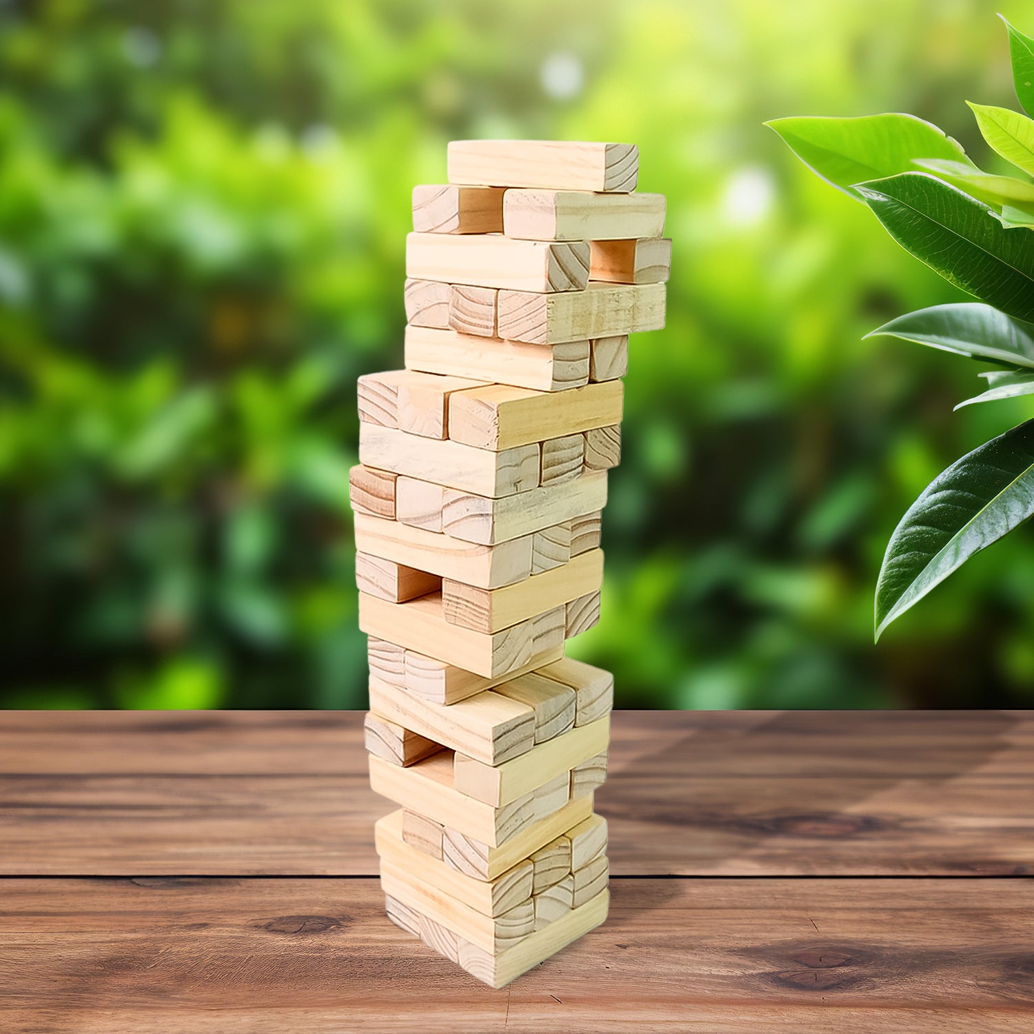 🪵 Wooden Tumbling Tower Game – 48 Blocks + Dice for Family, Kids & Outdoor Fun