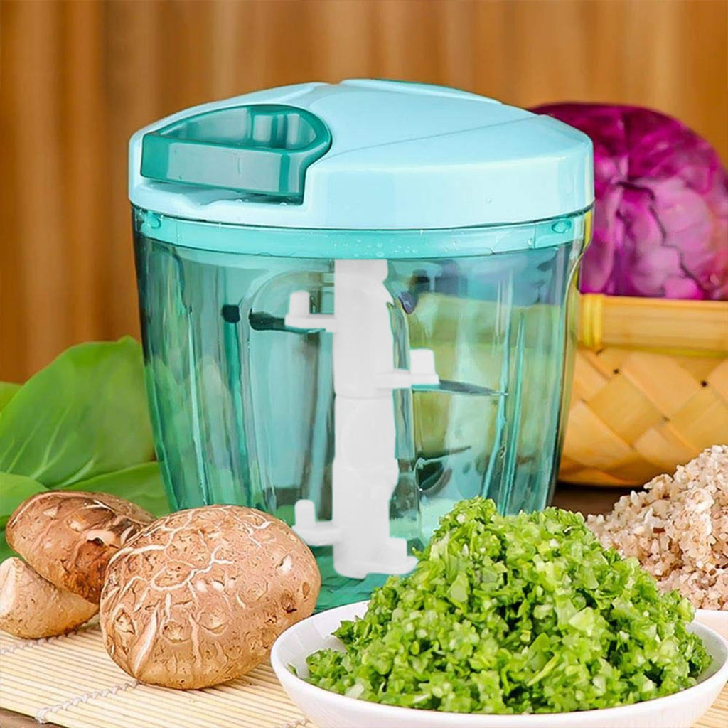 2 in 1 Manual Food Chopper – 6 Blade Handheld Vegetable Cutter (1000ml)