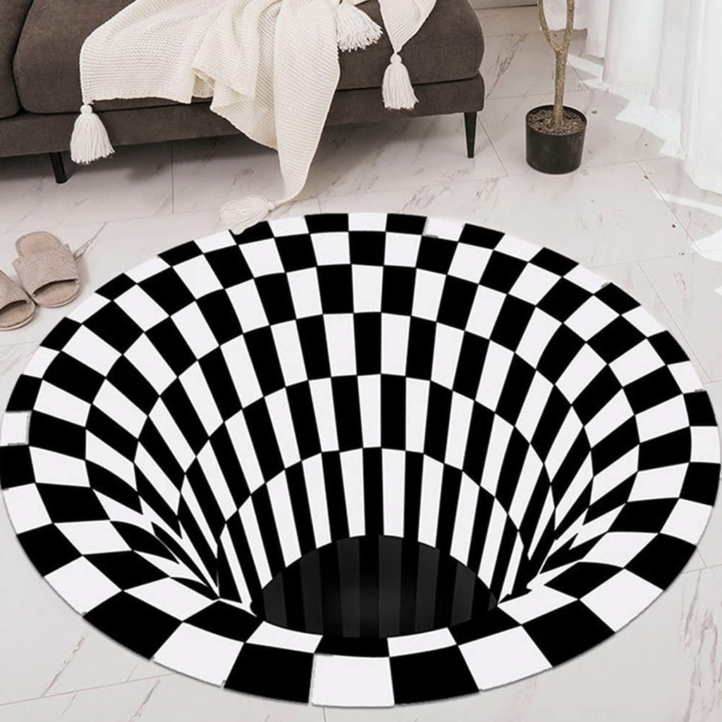 3D Vortex Optical Illusion Round Carpet – Non-Slip, Velvet Floor Rug for Modern Home Decor