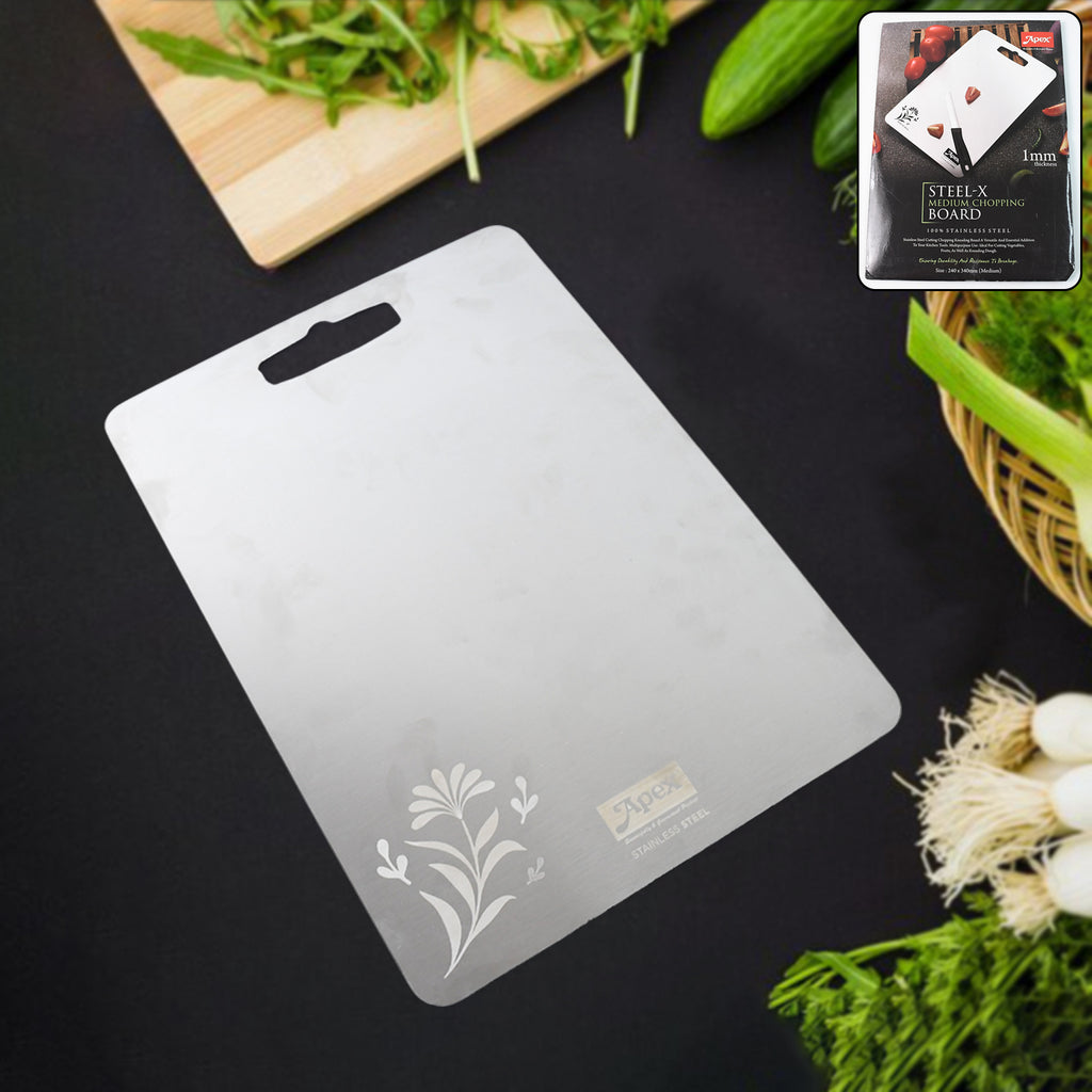 Apex Steel-X Stainless Steel Chopping Board – Medium (1mm Thick)