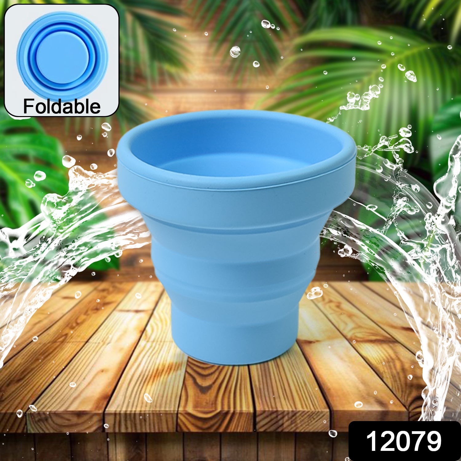 Round Silicone Foldable Glass – Lightweight Travel Mug Without Lid | BPA-Free & Collapsible (1 Pc)
