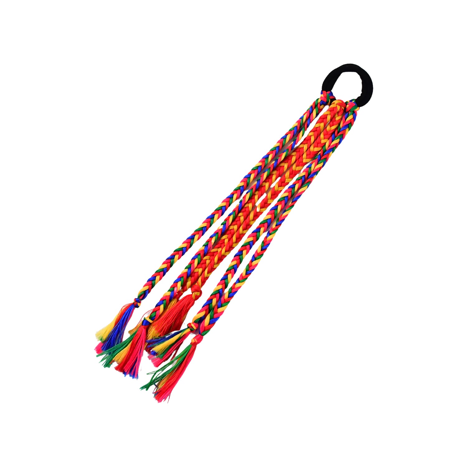 Traditional Multicolor Braided Hair Extension with Tassels - Ethnic Hair Accessory