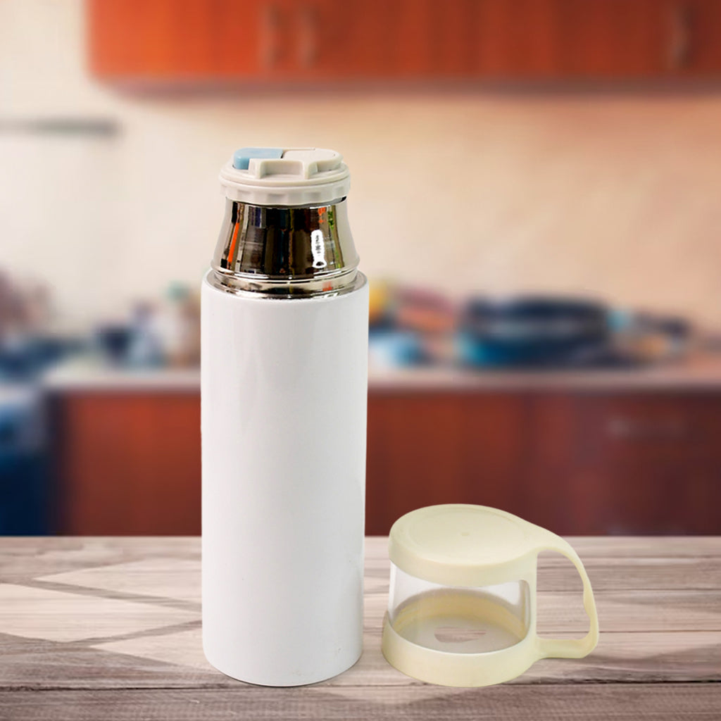350 ML Stainless Steel Insulated Vacuum Bottle – Leak-Proof Hot & Cold Thermos Flask with Transparent Lid & Handle