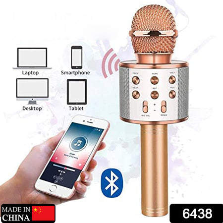 Bluetooth Karaoke Mic with Speaker – Wireless Handheld (Multicolor, 1 Pc)