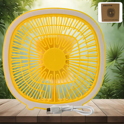 USB Portable Mini Desk Fan with Light – 3-Speed Table Fan for Office, School Home (1 Pc)