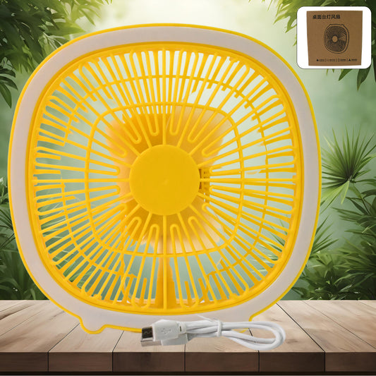 USB Portable Mini Desk Fan with Light – 3-Speed Table Fan for Office, School Home (1 Pc)