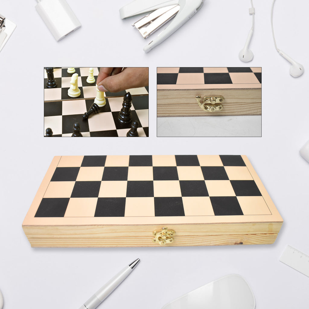 Premium 30x30cm Folding Wooden Chess Board Set - Complete Game with Storage