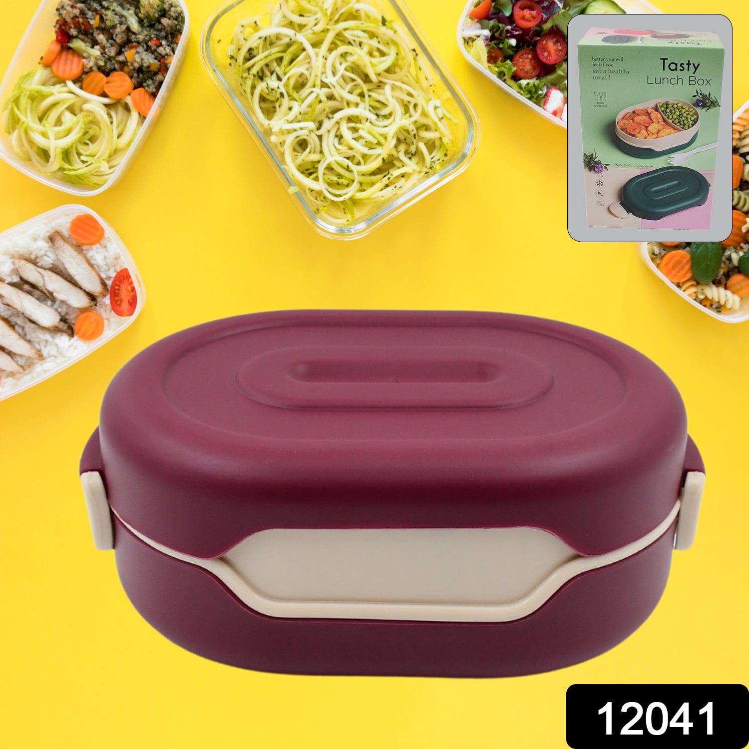 2-Compartment Airtight Lunch Box with Spoon – Leak-Proof Tiffin for School & Office