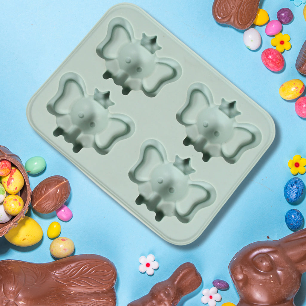 Silicone Cartoon Shape 4-Grid Ice Cube Tray – Flexible Food-Grade Mould for Ice, Candy & Chocolate (1 Pc)