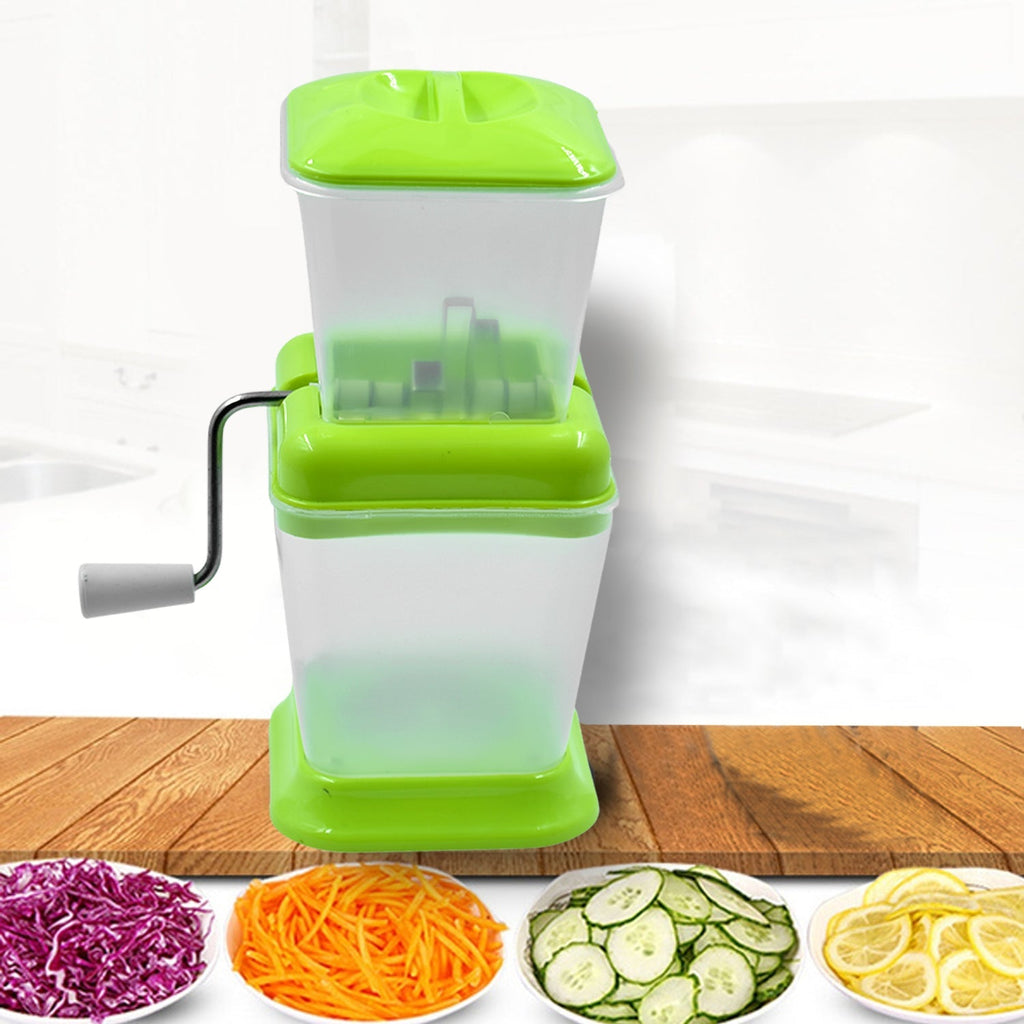 Vegetable & Onion Quick Chopper with Rotating Stainless Steel Blades – Easy Manual Cutter