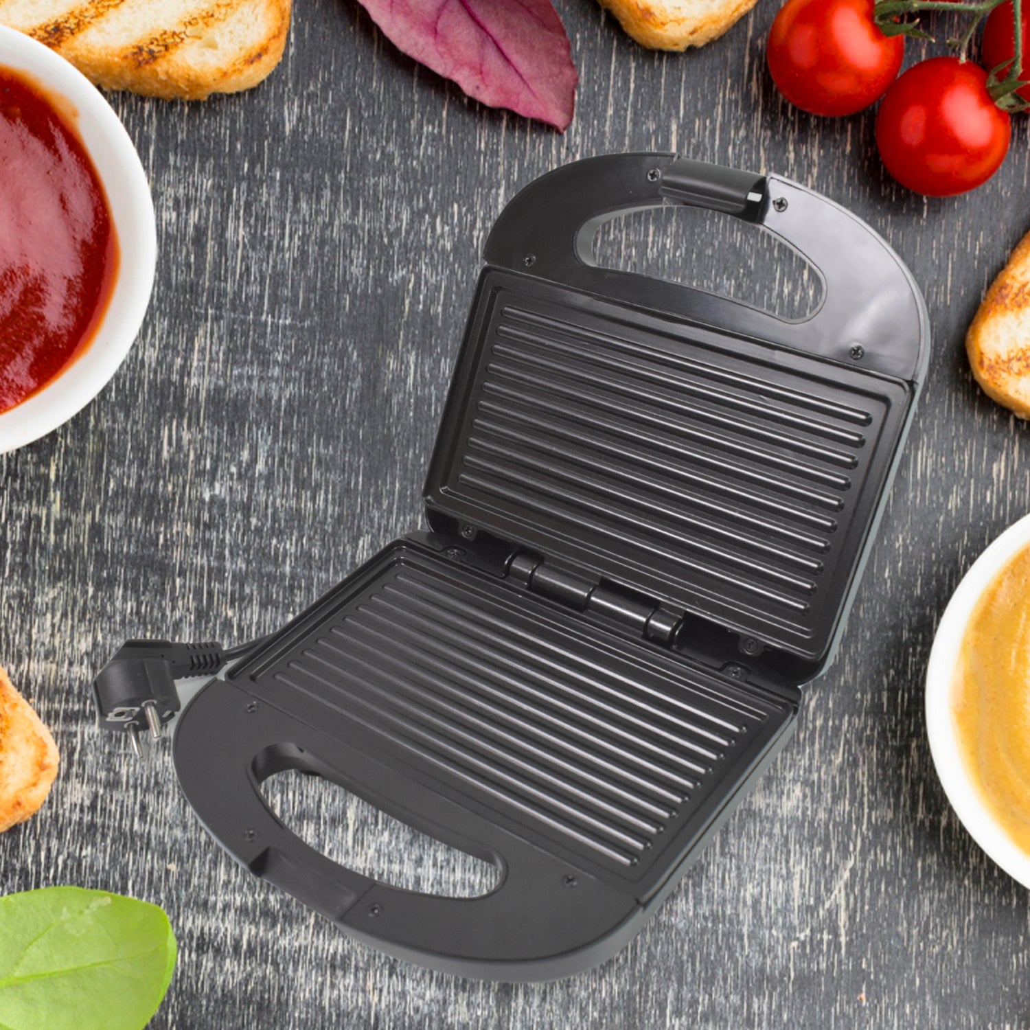 Premium Non-Stick Sandwich Maker - Electric Grill with Indicator Lights & Easy Clean Plates