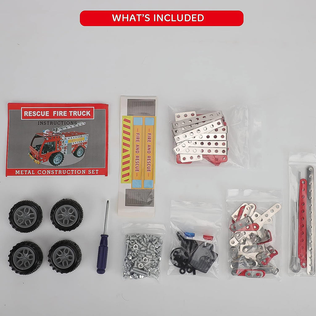 Metal DIY Fire Truck Building Kit – 292 Pc Mechanical Construction Set (Age 8+)